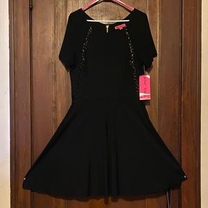 NWT Betsey Johnson Black fit and flare dress, size 14.